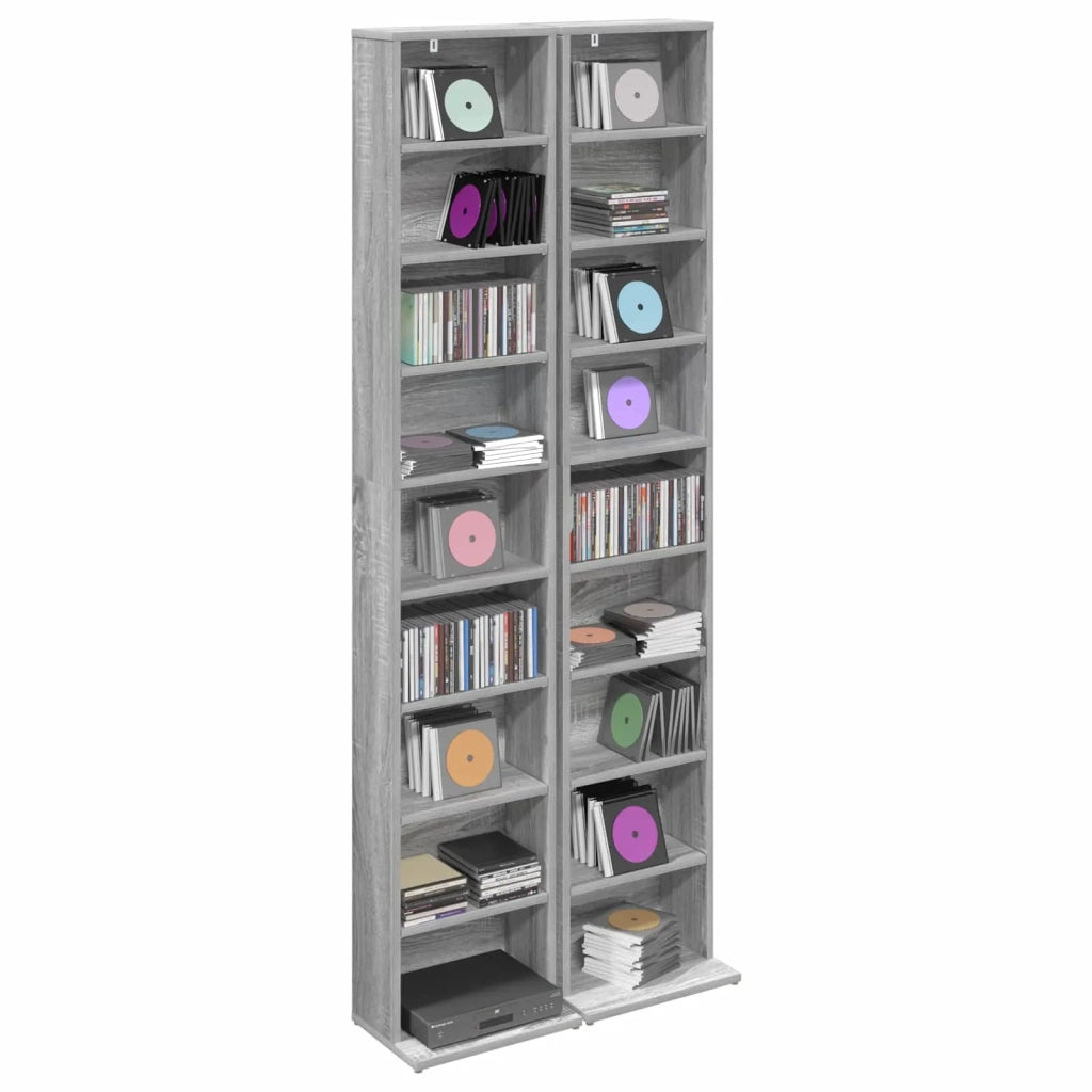 Mobile per CD 2 pz Sonoma grigio 33 x 23,5 x 175 cm 8012653