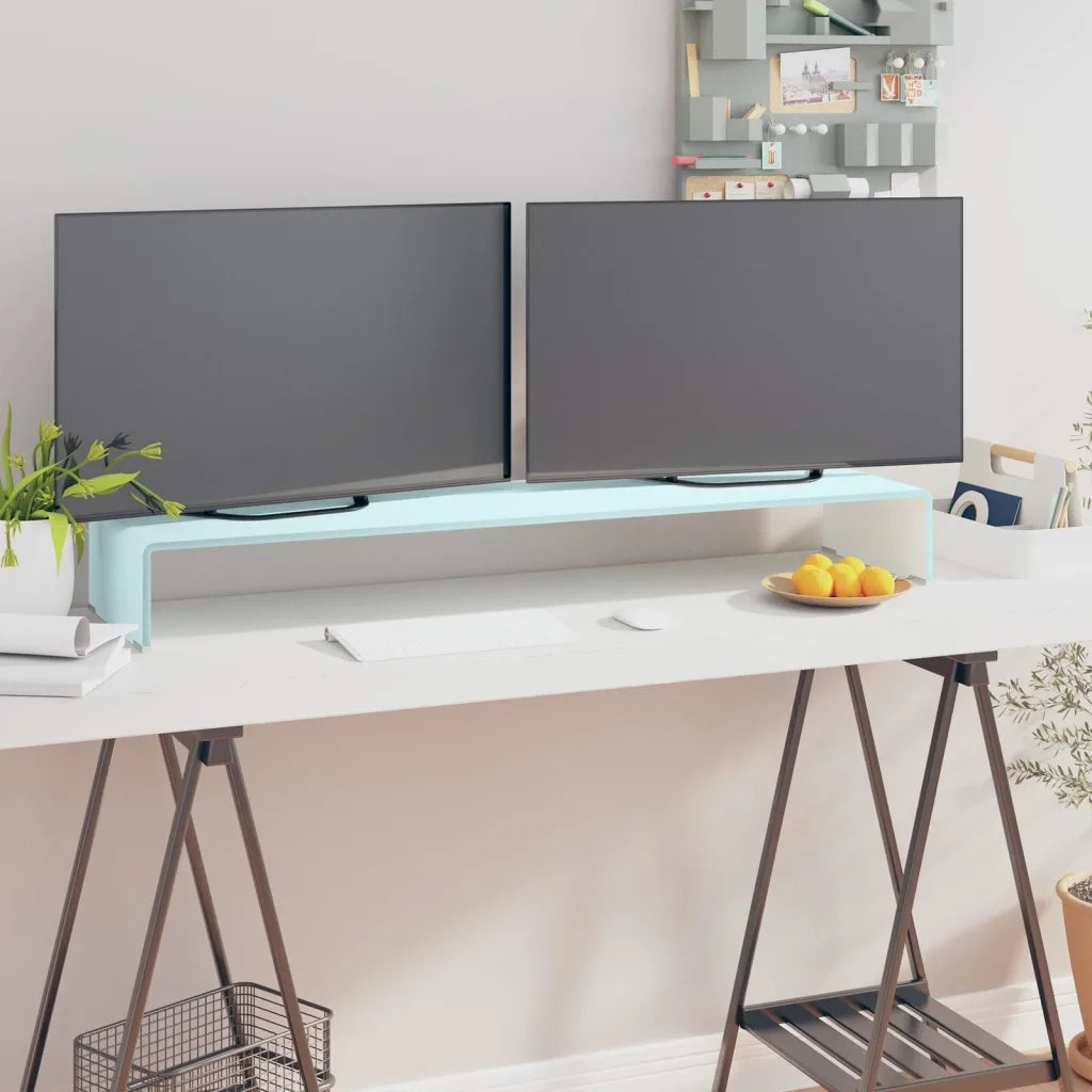 Mobile/Rialzo Porta TV in Vetro Bianco 110x30x13 cm cod mxl 33849