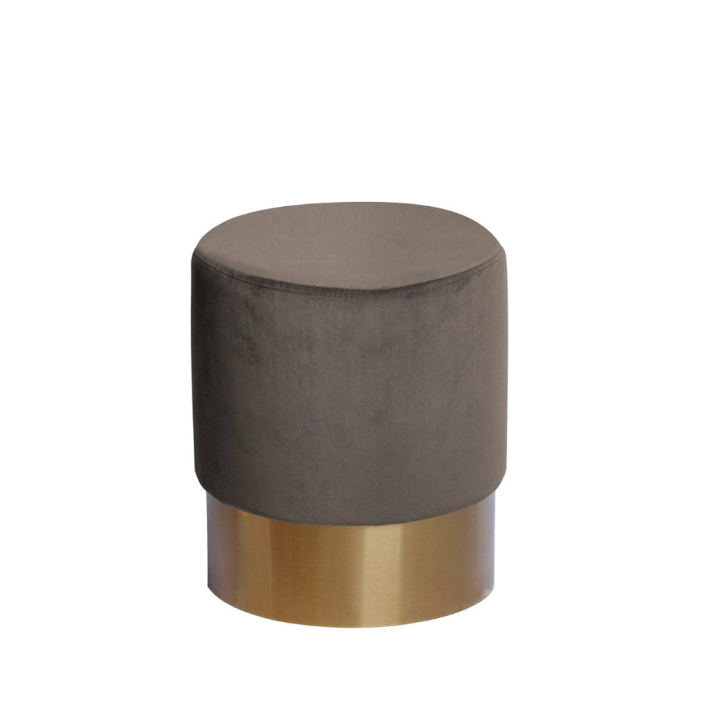 Pouf contenitore Nano in velluto marrone con base dorata