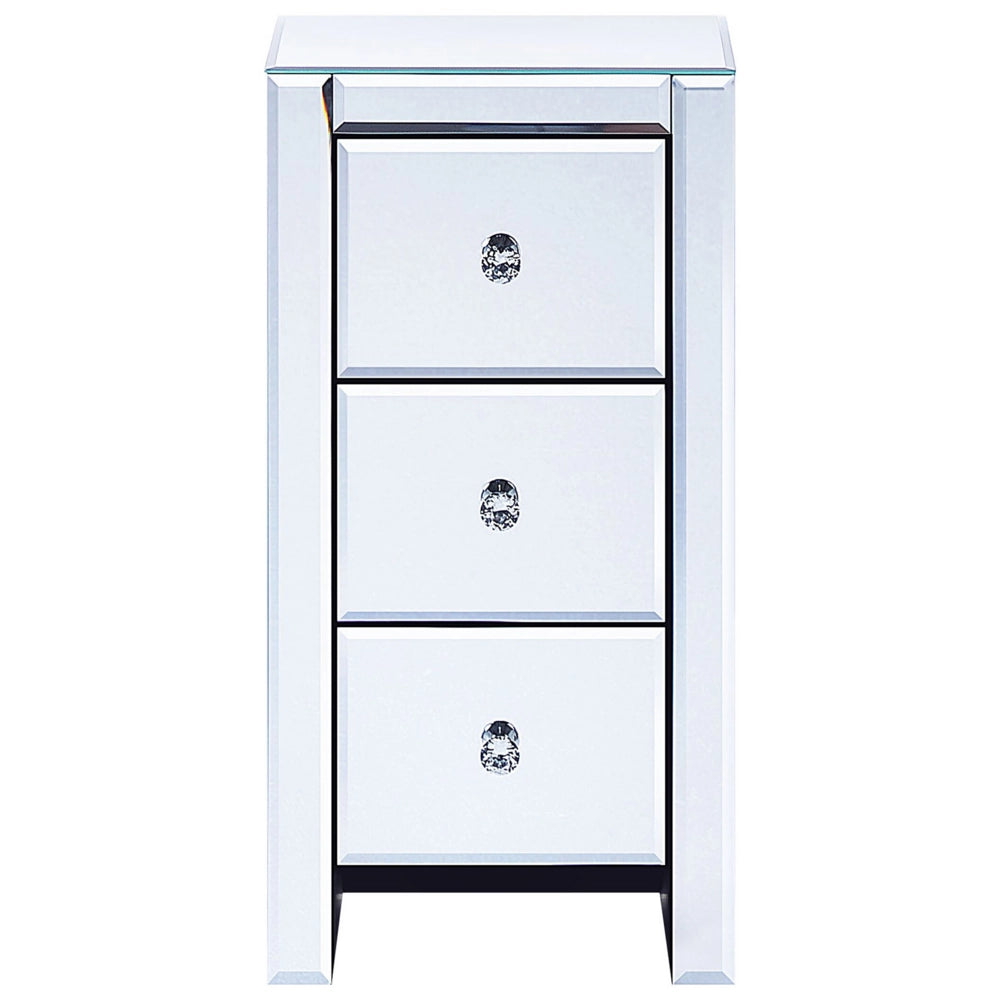 Cassettiera Comodino 3 Cassetti Vetro Specchiato Argento 60 x 30 x 30 cm Glam