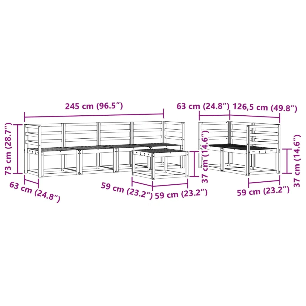 Set di divani da esterno 7 pcs Bianco 59 x 59 x 37 cm 3387263