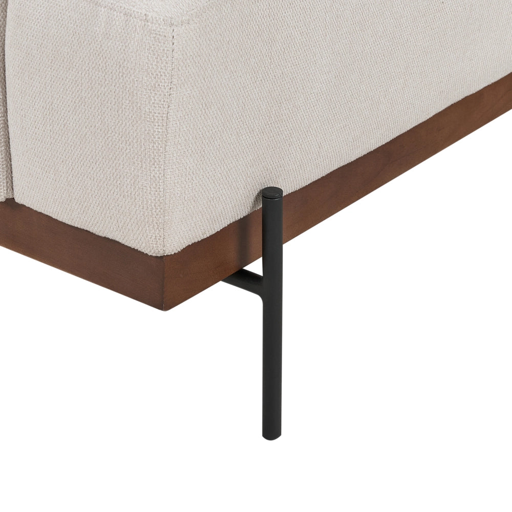 Divano in tessuto ad angolo retto Beige Tessuto Gambe in metallo 3 posti Stile minimalista