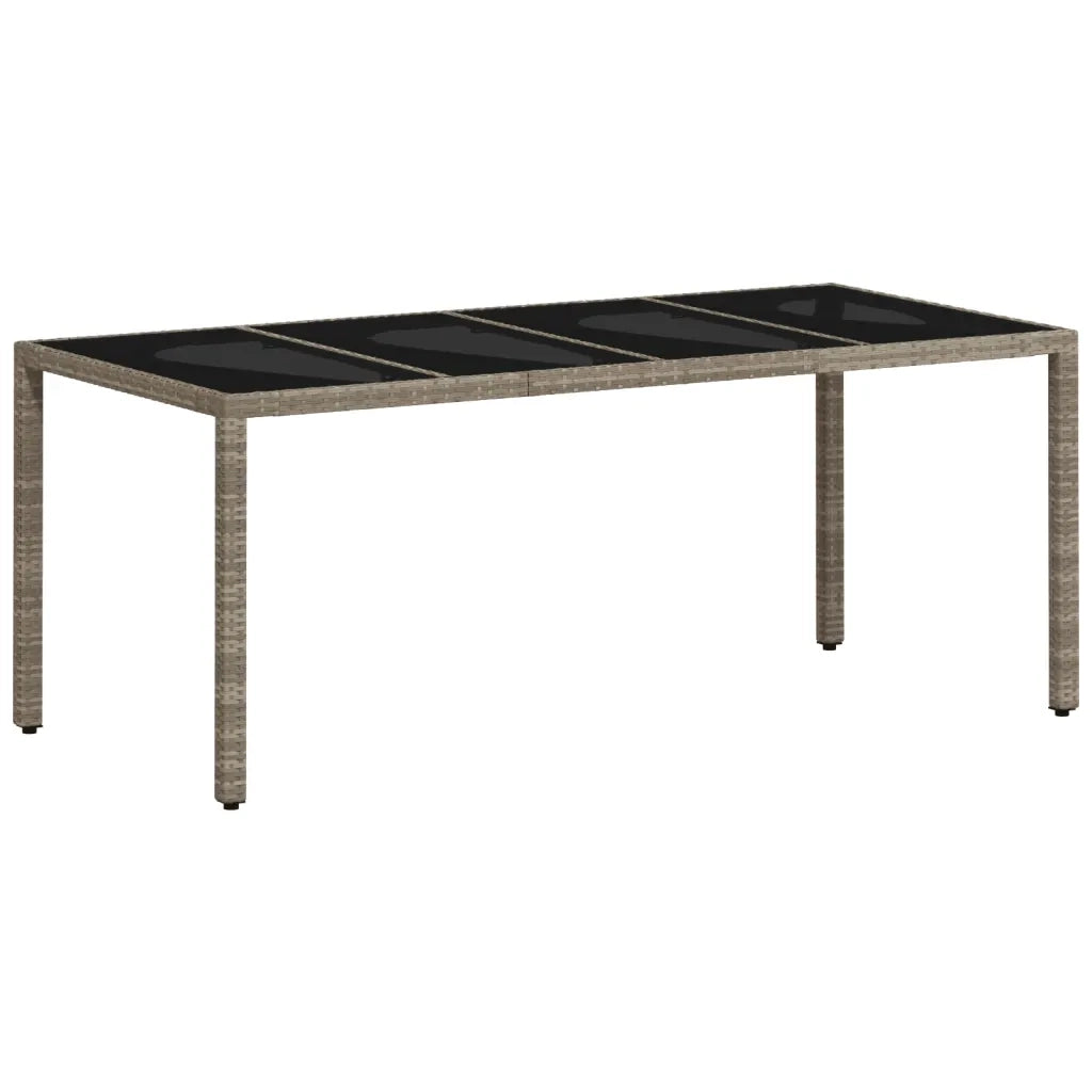 Tavolo Giardino | Tavolino da esterno Piano Vetro Grigio Chiaro 190x90x75 Polyrattan