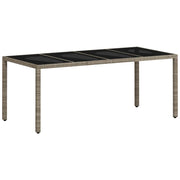 Tavolo Giardino | Tavolino da esterno Piano Vetro Grigio Chiaro 190x90x75 Polyrattan