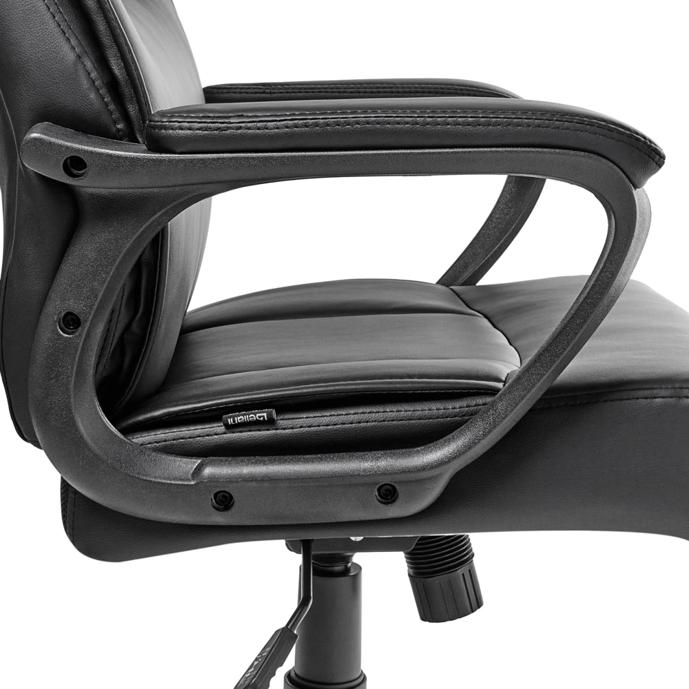 Sedia da ufficio retrò in similpelle nero altezza regolabile con braccioli elegante