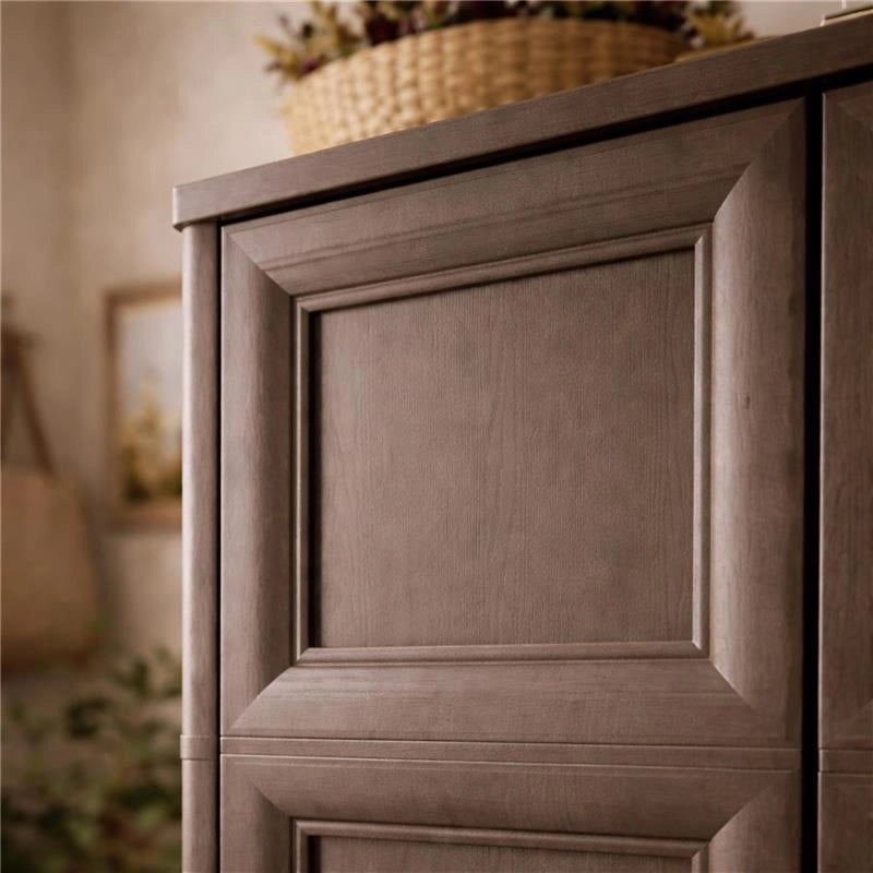 ARMADIO 3 ANTE CON 2 APPENDIABITI E 4 CASSETTI MARRONE, GUARDAROBA MULTIUSO CON RIPIANI E VANI APERTI, 118 X 43 X H 164 CM