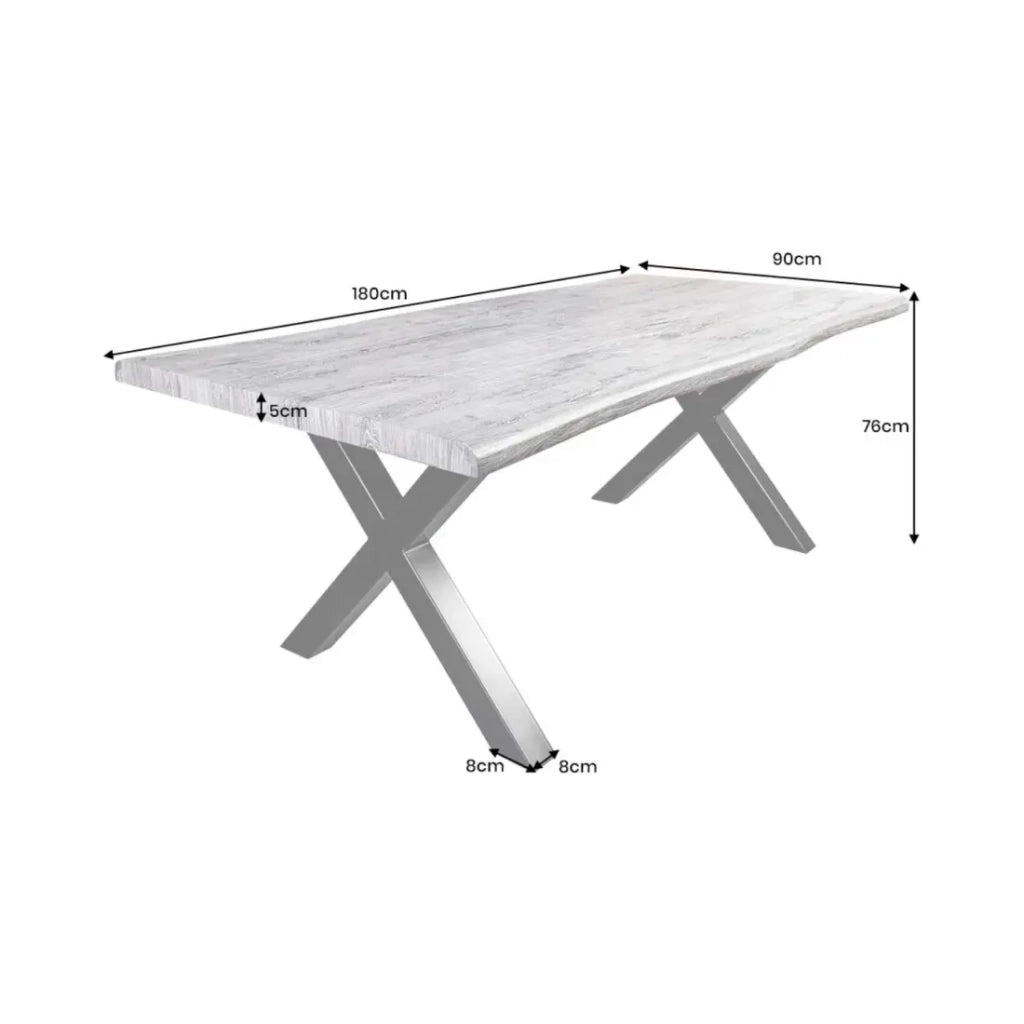 Tavolo da pranzo RIVET 180 cm in legno grigio e metallo nero