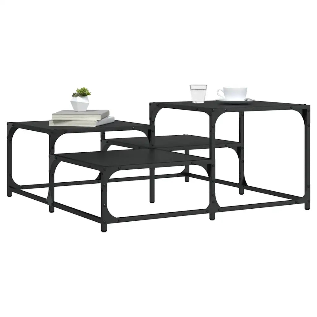 Tavolino da salotto | Tavolino da caff¨¨ | Tavolino da Soggiorno Nero 87,5x87,5x40 cm in Legno Multistrato