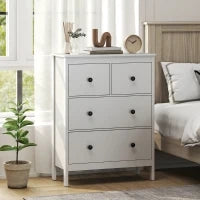 Comò con 4 Cassetti, per Abiti & Biancheria, Soggiorno, Camera da Letto, Corridoio, Truciolato, Bianco