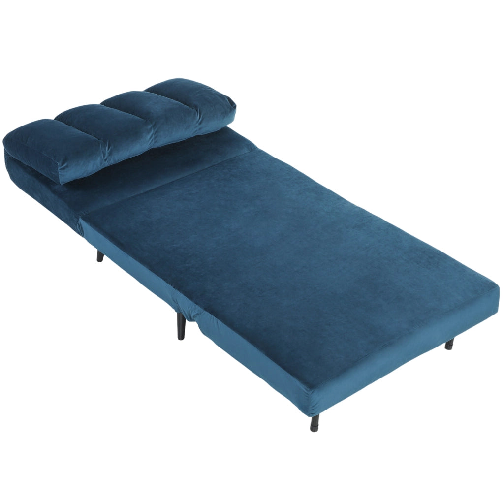 Poltrona Letto Pieghevole Trasformabile con Schienale Regolabile, Blu