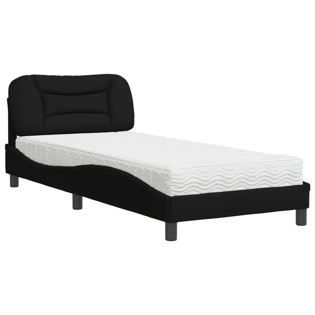 Letto con Materasso-Struttura Letto con Materasso Hvar Nero 90x200 cm in Tessuto