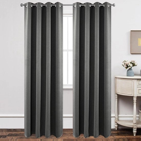 Tende termoisolanti con inserti 2 pezzi H 245 x B 140 cm grigio chiaro - Tende opache per protezione termica per camera da letto e soggiorno