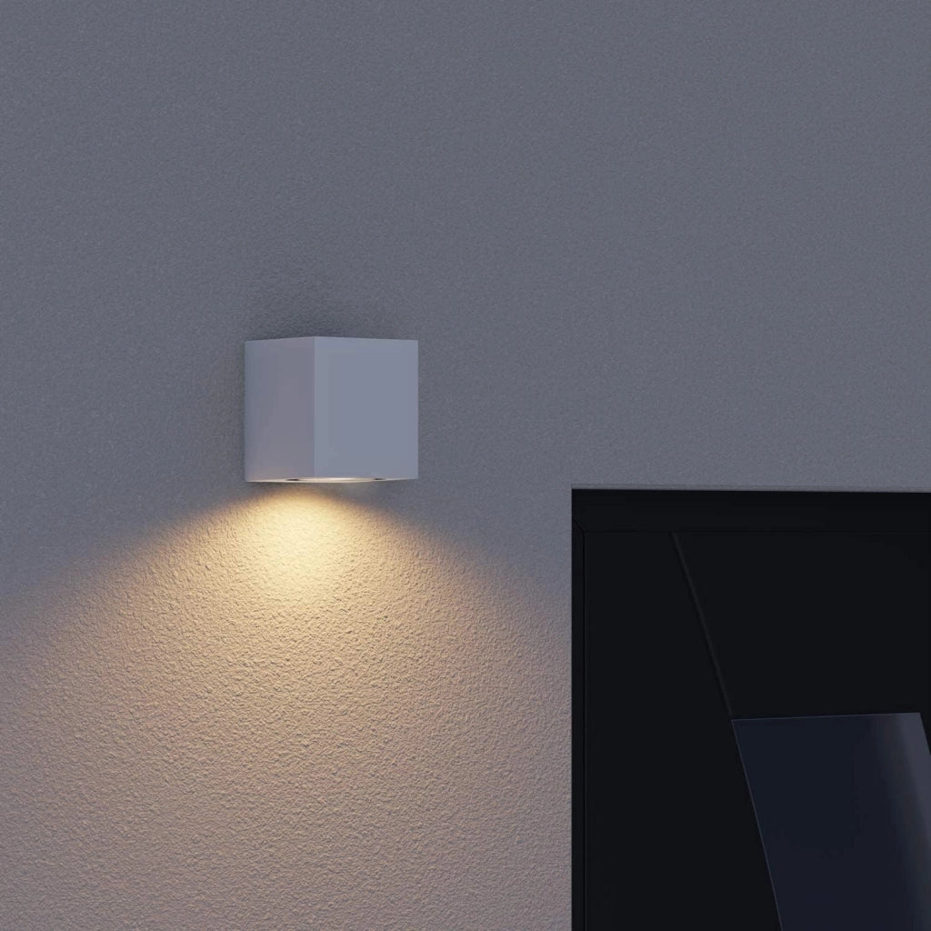 Applique da esterno ip65 lampada faretto a parete giardino moderno gu10 Cubo Bianco