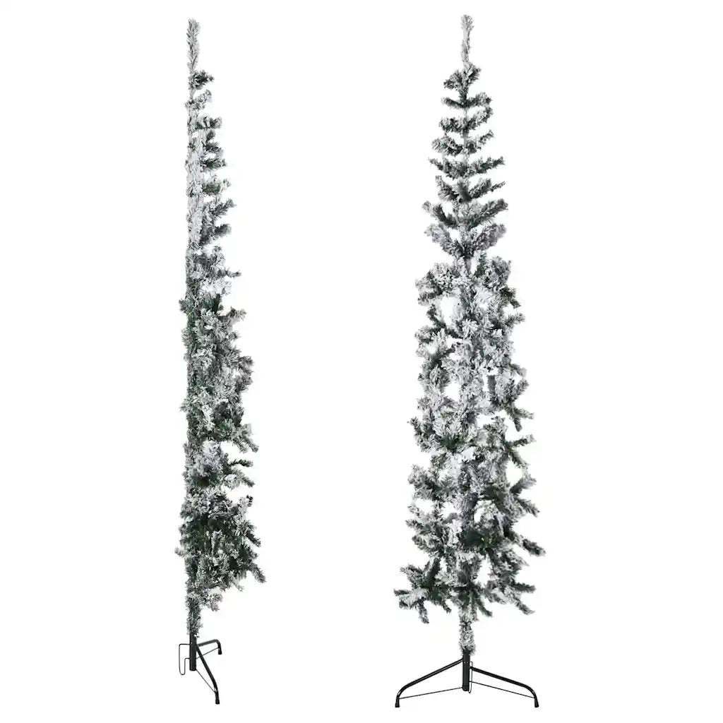 Albero Natale Artificiale Sottile a Metà Neve Fioccata 240 cm 344608