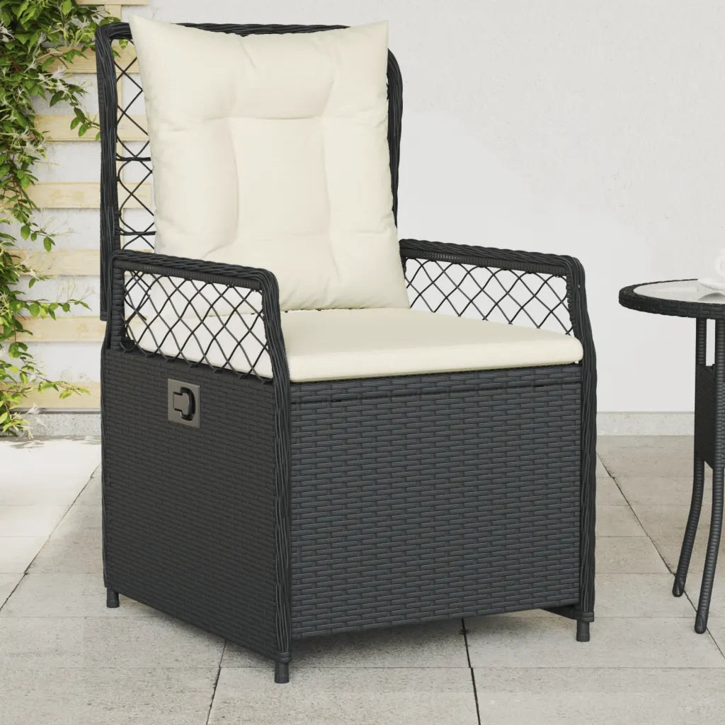 Sedie da Giardino Reclinabili 2 pz | Sedie da Esterno Nere in Polyrattan