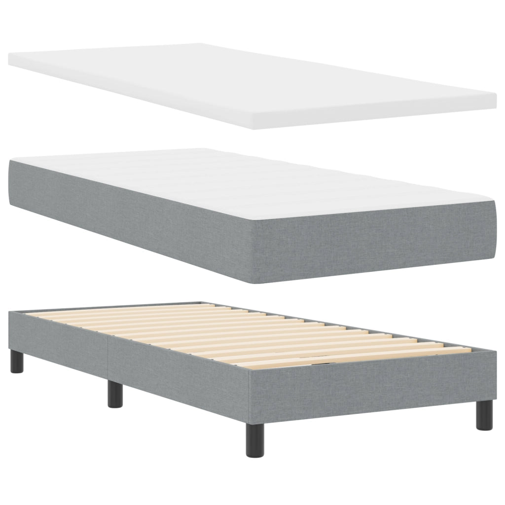 Letto Box Spring con Materasso Grigio Chiaro 90x190 cm Tessuto