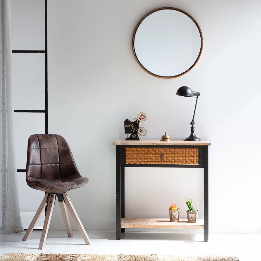 Mobile da ingresso in legno con 1 cassetto e 1 ripiano 80x38x82