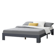 Struttura Letto in Legno di Pino 140 x 200 cm con Rete a Doghe Letto Francese / Matrimoniale in Design Minimal - Grigio Scuro