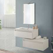 Mobile bagno sospeso 80 cm rovere bianco con base lavabo e cassetto Nadia