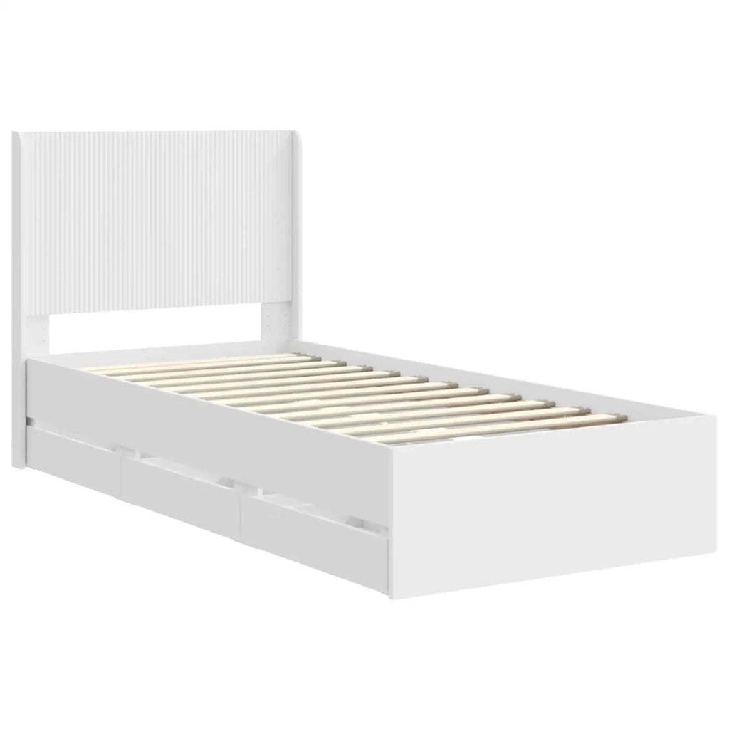 Struttura del letto con stoccaggio e testata Bianco 3413971