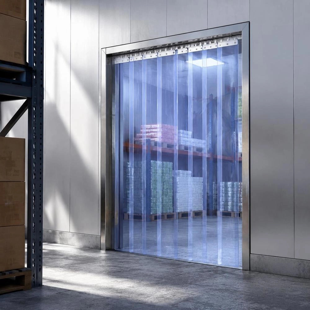 Transparent PVC Strip Curtain, 1220x2134 Mm, 2 Mm Thick, 8 Pcs. Strip Curtain, -55.6℃ To 30℃ Curtain Strips, Plastic Door Strips For Warehouse, Freezer And Garage Doors