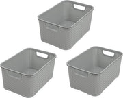 Mandibola in design a rete, set di 3, misura M 10 l, materiale BPA-free PP, colore chiaro grigio