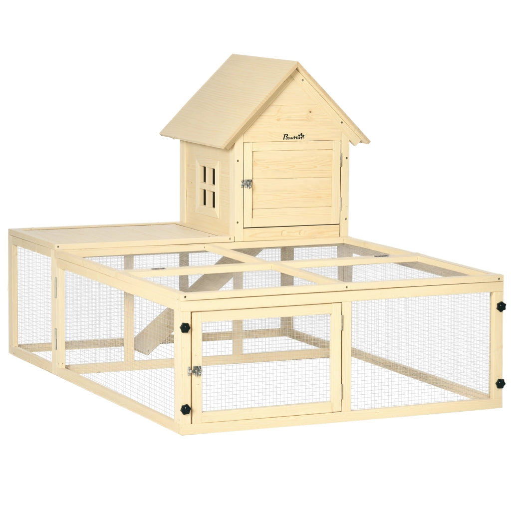 Recinto per conigli a due livelli con rampa e porte ¨C zephmum ¨C legno marrone 120x80x60