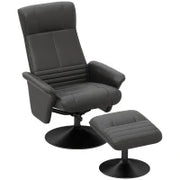 Poltrona Imbottita con Poggiapiedi, girevole, ergonomico, Tessuto Microfibra, fino a 150 kg, Nero