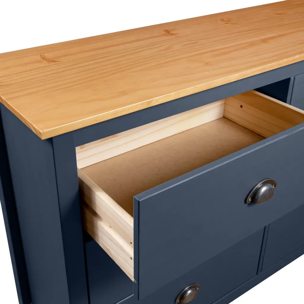 Credenza-Buffet-Armadio da cucina Hill Grigia 125x40x80 cm in Legno Massello di Pino