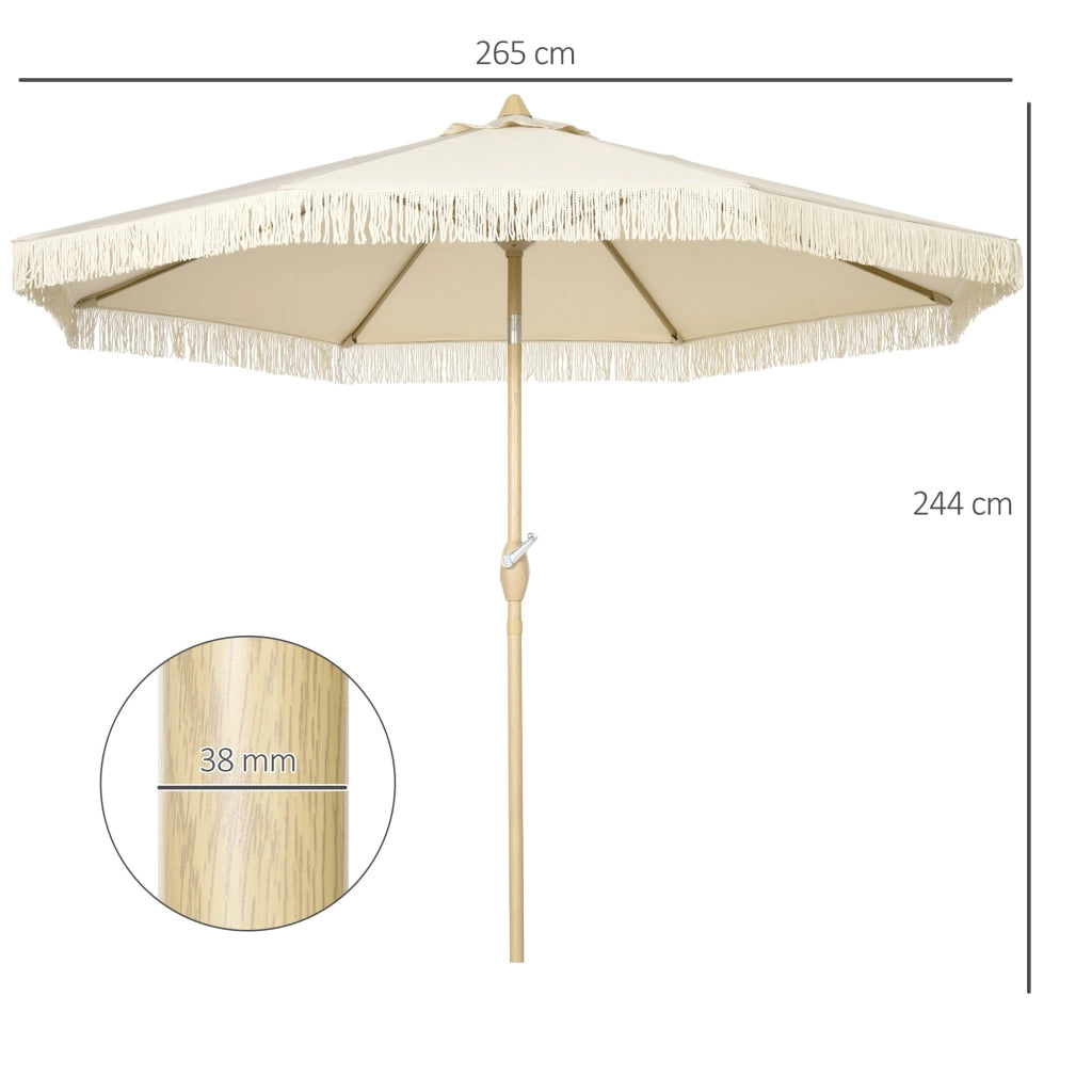 Ombrellone da Giardino Inclinabile a Manovella ¨C zephmum ¨C Poliestere e Metallo, Crema, 260x240 cm