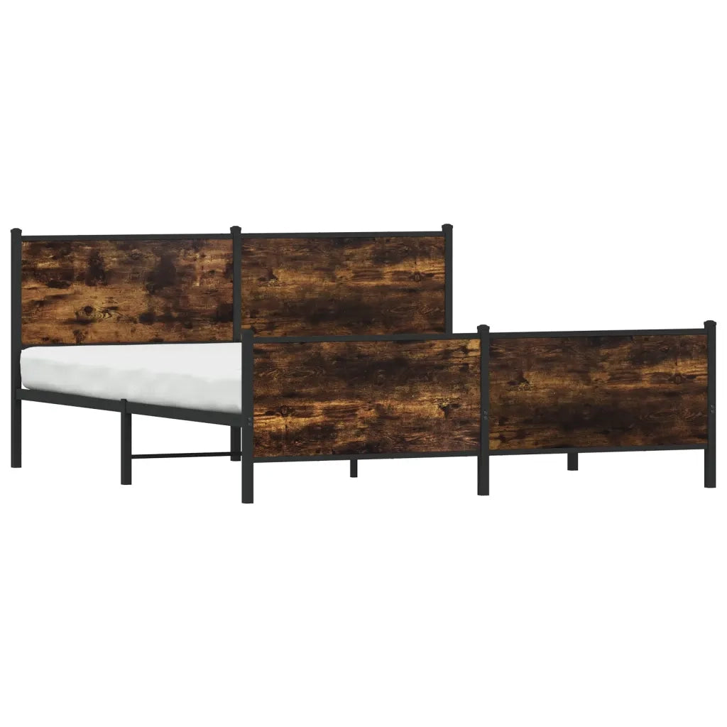 vidaXL Giroletto senza Materaso in Metallo Rovere Fumo 200x200 cm