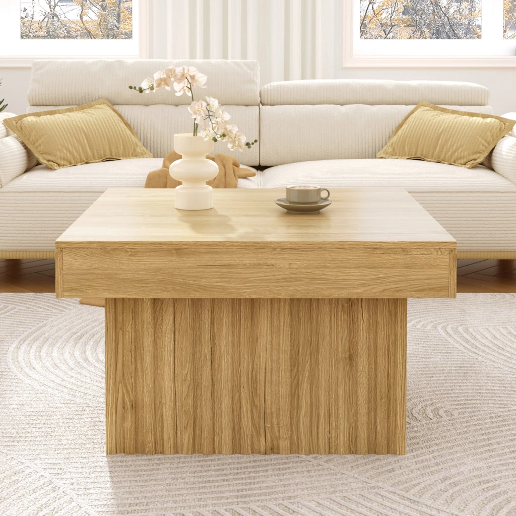 Tavolino da Caffè con Piano 79 cm; Portata 70 kg; Stile Minimalista; in MDF e Pannello Truciolare; Naturale