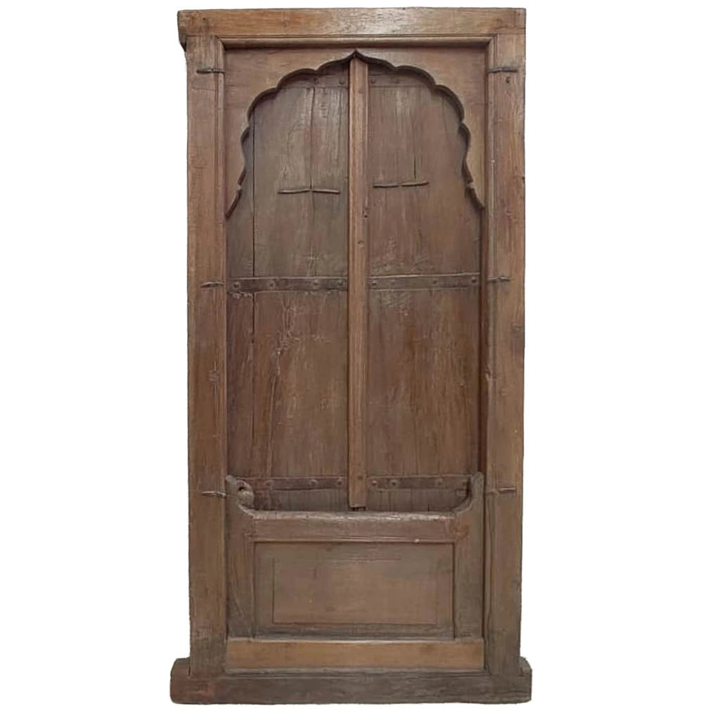 Finestra in legno con finitura artigianale marrone 79x9x170 h cm