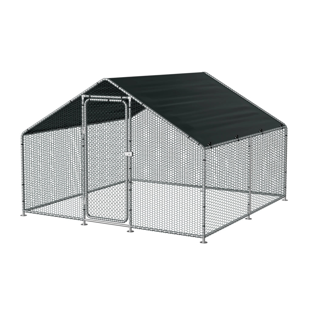 Gabbia per Pollame Wels con Tettuccio Parasole e Recinzione Rete Metallica 3x3x2 m pro.tec