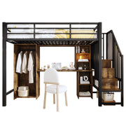 LETTO A SOPPALCO 90 x 200 cm Nero con armadio, scrivania e vani contenitore