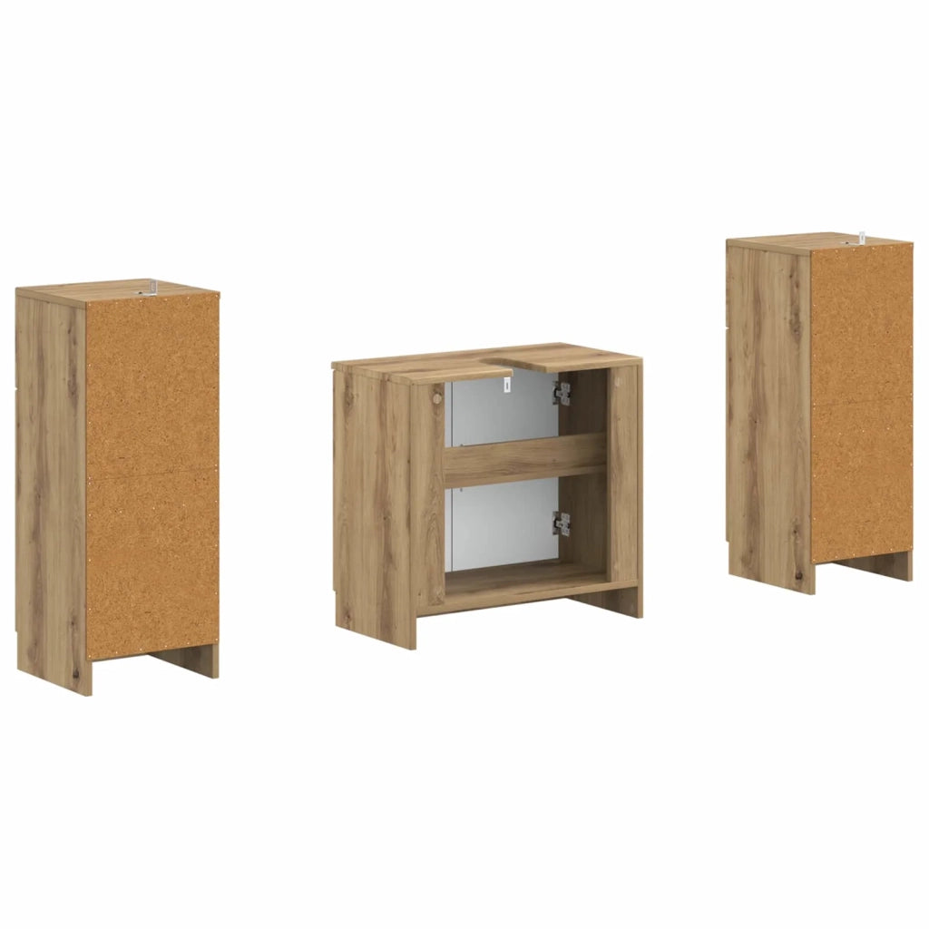 Set di Armadi da Bagno da 2 Pezzi UTRECHT Rovere Artigianale 3418061