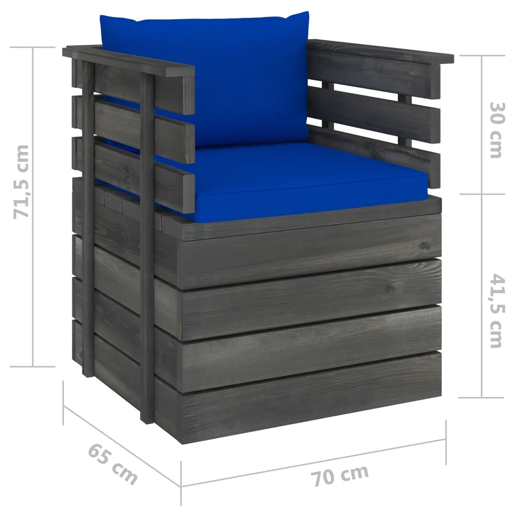 Poltrona da Giardino con Cuscini in Legno di Pino 3061729