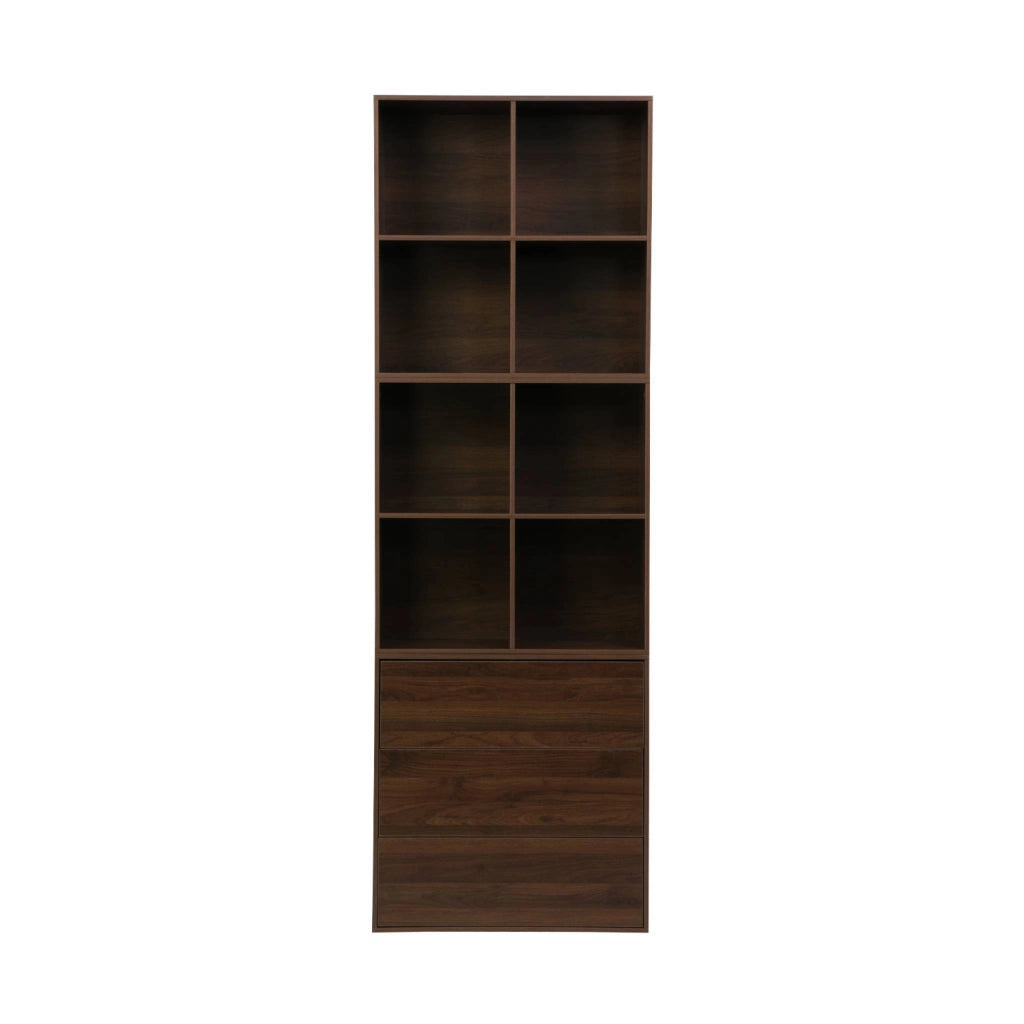 Modulo di stoccaggio decorativo in legno 3 cassetti, noce