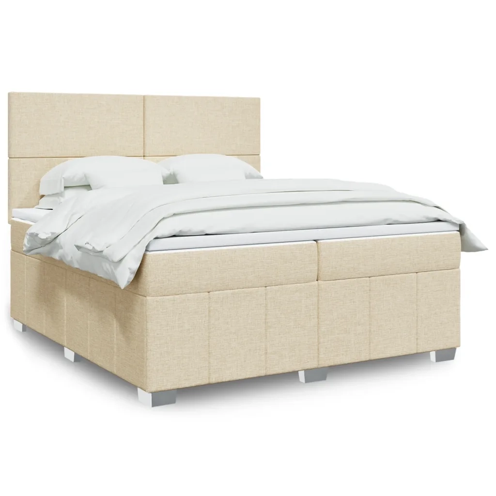 Giroletto a Molle con Materasso Crema 200x200 cm in Tessuto 3291773