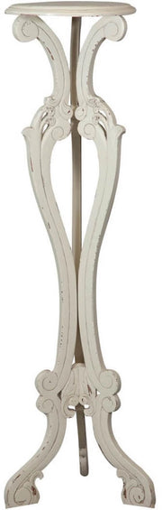 Biscottini Alzatina portavaso in legno massello di mogano finitura bianca anticata 40x40x133 cm