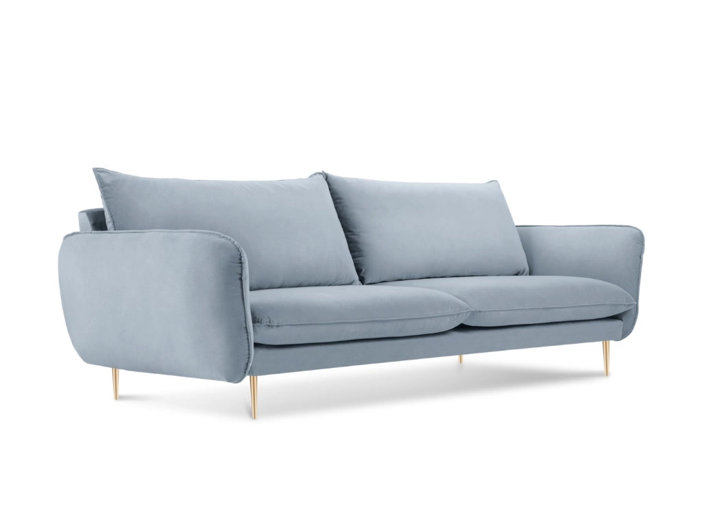 Cosmopolitan Design - Divano "Vienna" 4 posti in velluto azzurro 