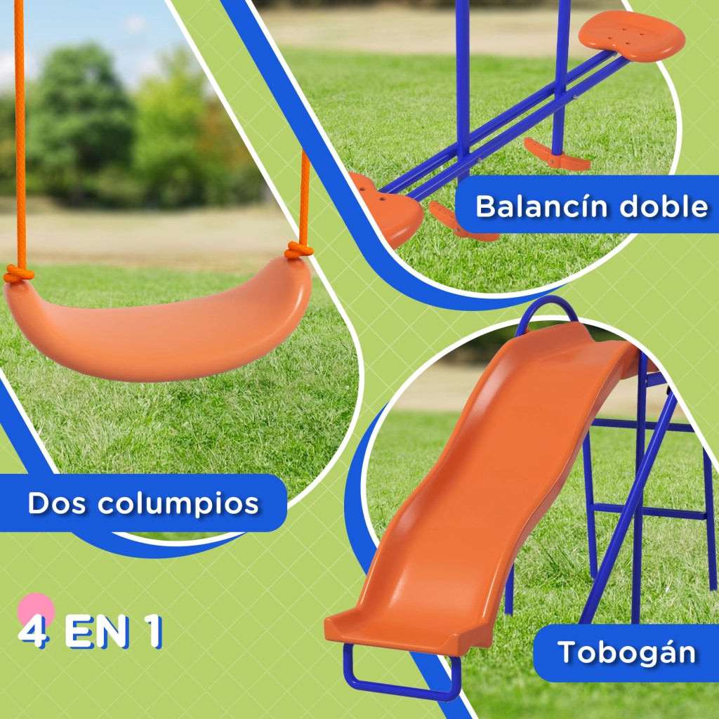 Set Gioco 4 in 1 con Altalena Scivolo e Dondolo ¨C Xylo ¨C Multicolore per Bambini