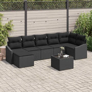Set di divani con cuscino 8 pcs Nero polyrattan 3346823