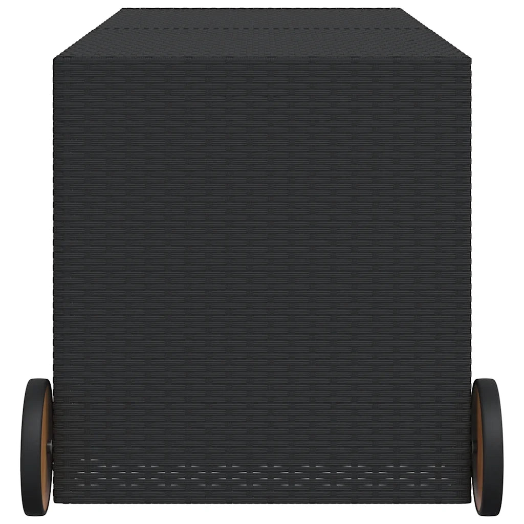 Contenitore da Giardino con Ruote Nero 283L in Polyrattan
