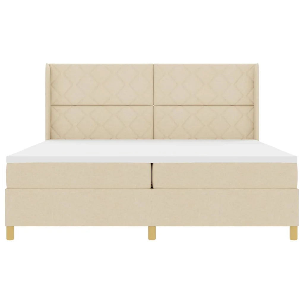 Letto a molle con materasso Crema 200 x 200 cm Tessuto 3341922