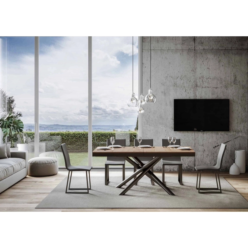 Tavolo allungabile 90x180/440 cm Famas Evolution telaio Antracite - Quercia Natura