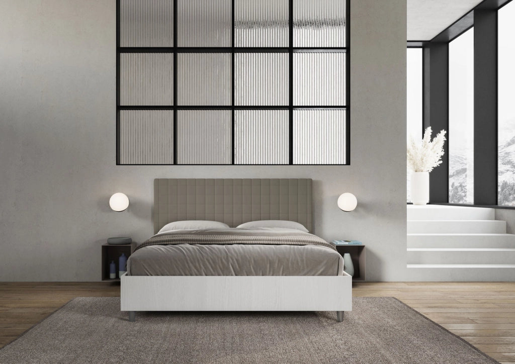 Letto Matrimoniale 160x200 cm con Rete Burmy Cappuccino