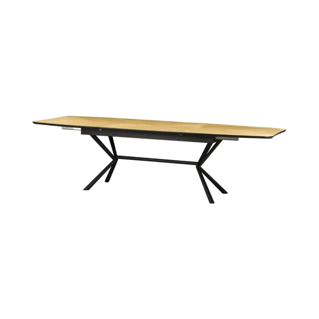 Tavolo da pranzo GRANI – Impiallacciatura di rovere chiaro e metallo – 180-270 cm – Estensibile