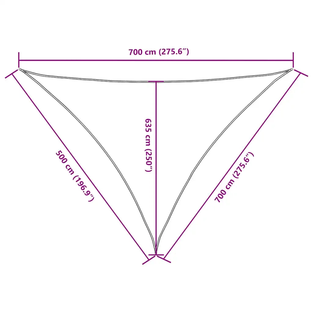 Parasole a Vela in Tessuto Oxford Triangolare 5x7x7m Arancione 135732