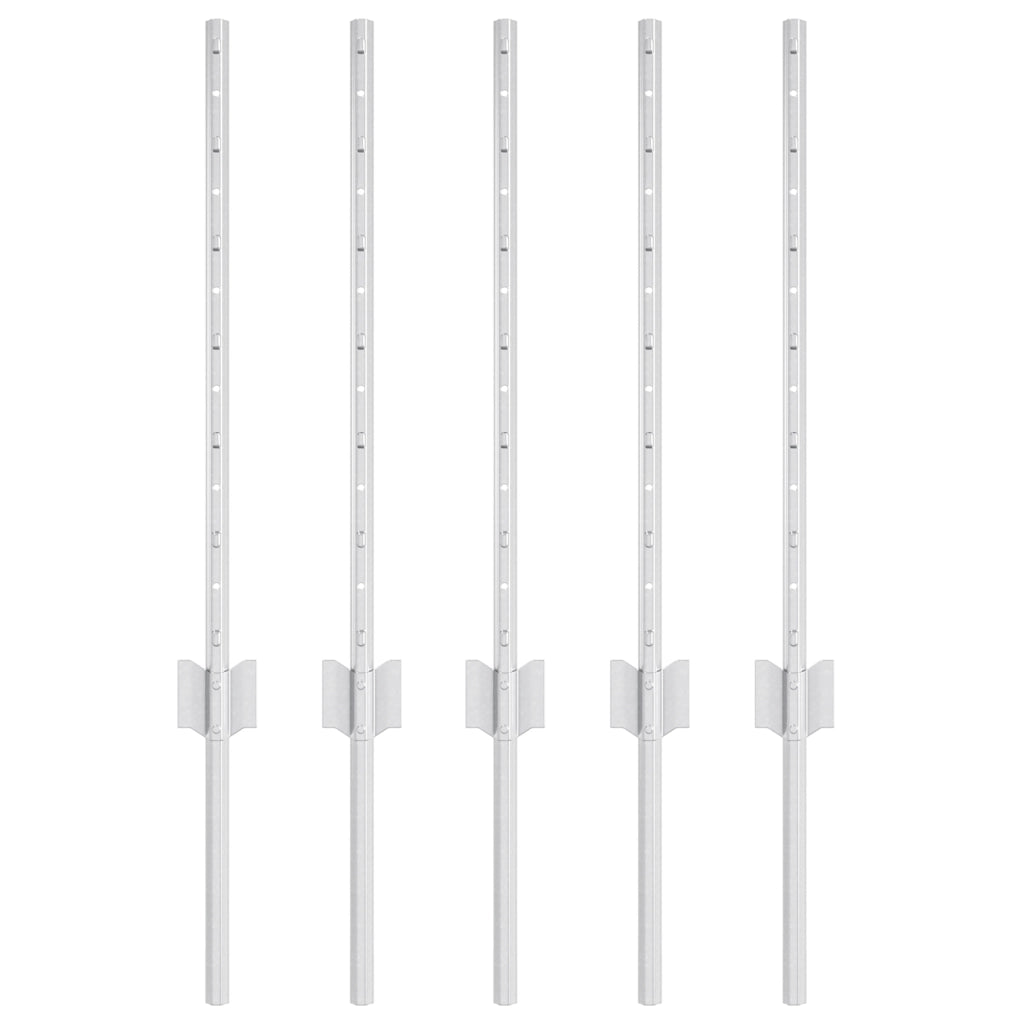 Pali per recinzione 5 pcs U-Channel 60 cm Acciaio galvanizzato